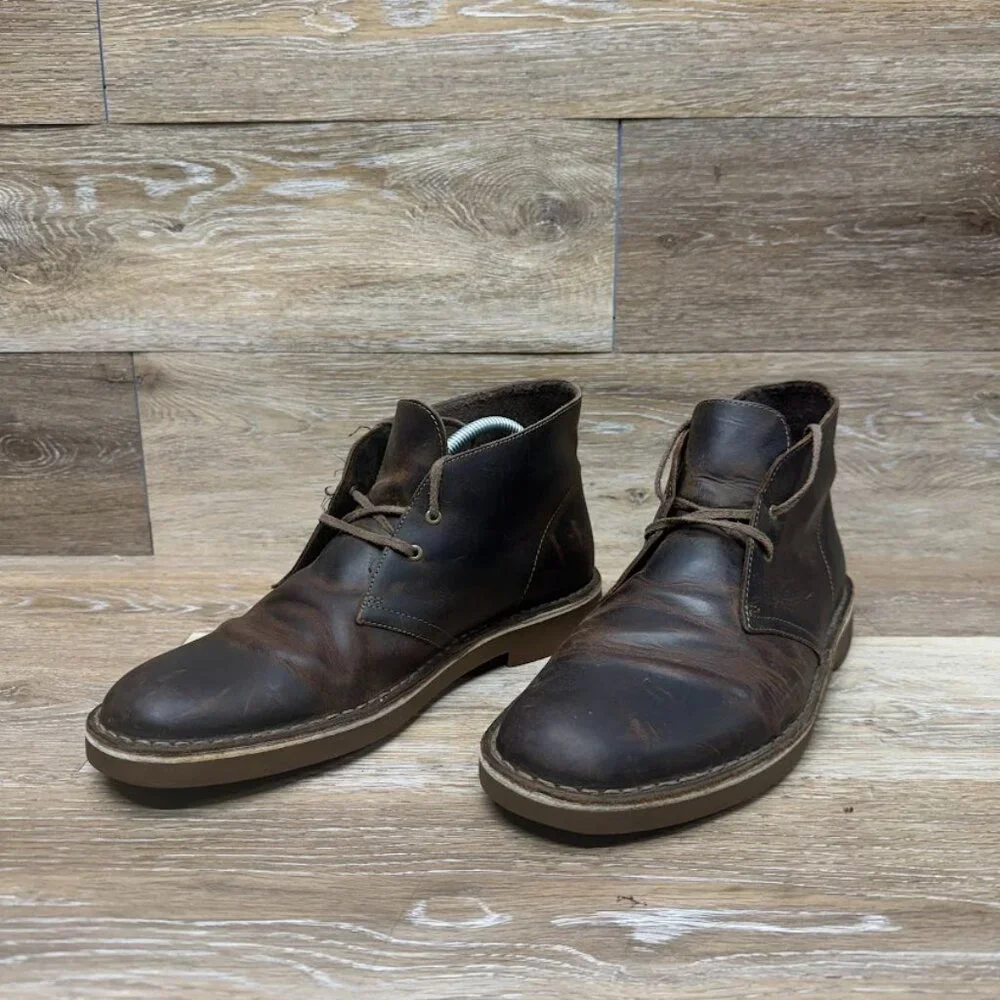 Clarks Bushacre Brown Leather Chukka Boots Men's Size 10.5